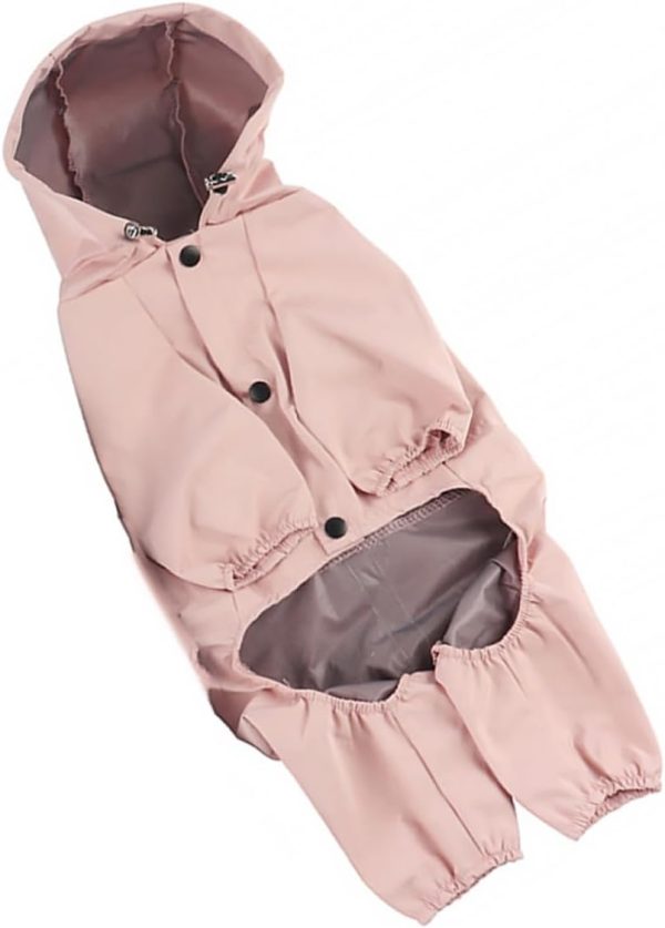 Reflective Puppy Raincoat Waterproof Dog Four-Legged Hoodie Coat Breathable Pink Large Outdoor Walking and Rainy Weather Clothes
