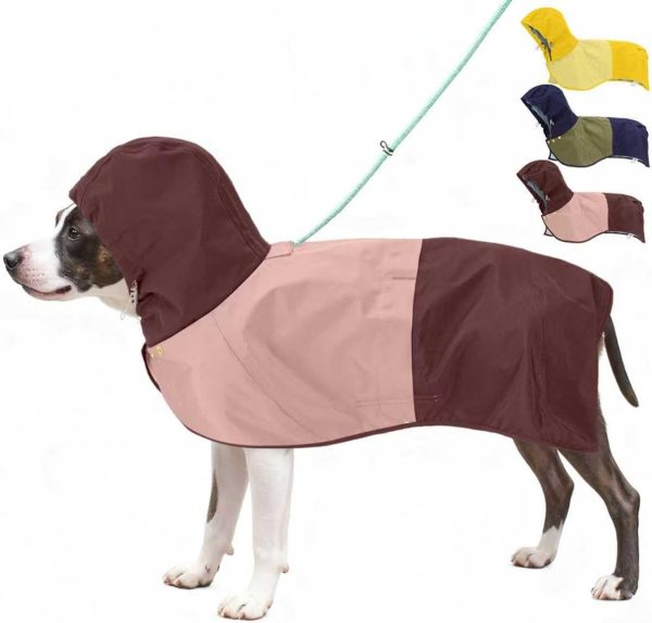 Waterproof Dog Raincoat with Hood, Extended Coverage Rain Jacket for Samll Dogs, Wind-Resistant Secure Fit with Leg Straps, Reflective, Leash Hole, Easy Hook & Loop Fastener On/Off, Pink, XS