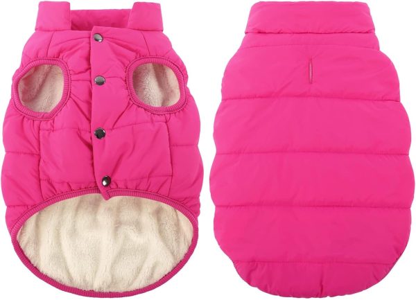 Dog Winter Coat - Waterproof Windproof Dog Jacket, Warm Snowproof Doggie Puffer Vest for Cold Weather, Lightweight Snow Coats for Small Medium Large Dogs (Pink, S)