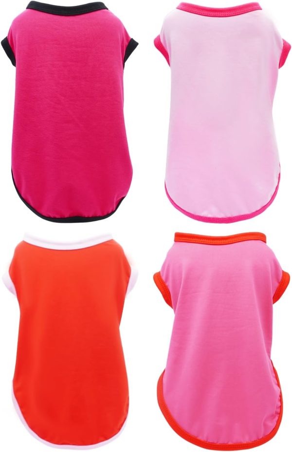 4 Pack Blank Dog Shirts for Small Doggies Female Tank Top Tee Solid Red Pink T-Shirts Pets Daily Plain Sleeveless Vest Cats Kittens Puppy Clothes Girls(Small)