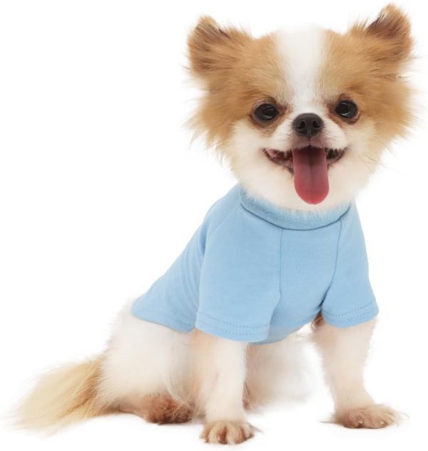 Everyday Soft Cotton Dog Short Sleeve T-Shirt for Chihuahuas & Teacup Puppies & Small Dogs Breeds | Fits 2.2-4.5 lbs | Blue, Small