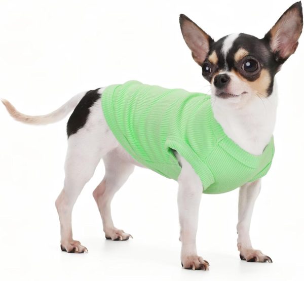 Solid Sleeveless Dog Shirt Tank Top: Colored Pet Clothing for Small Dogs Pups (Girl & Boy) Blank Puppy T-Shirts, Simple Style Clothes Comfort Outfit for Small to Medium Canines Green XXS