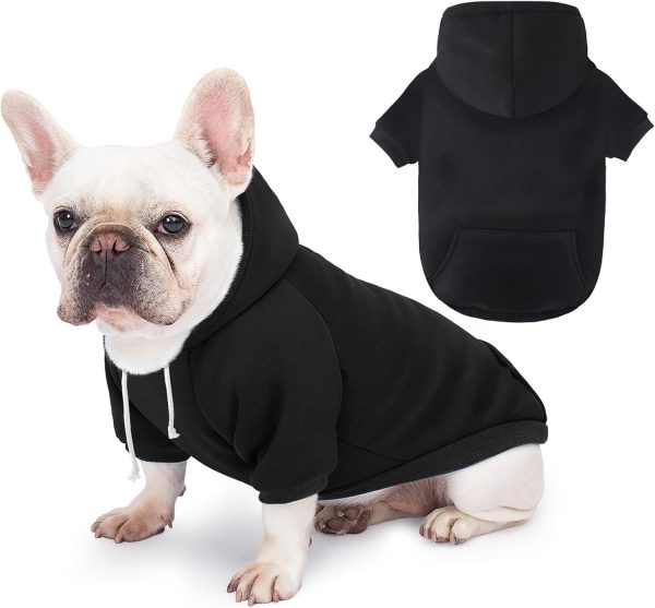 Dog Basic Hoodie, Soft and Warm, Suitable for Medium to Large Dogs, Comfortable Fabric, with Leash Hole (Black, Size L (Back Length: 20.47 inches, Chest Circumference: 28.35 inches, Neck Circumference: 21.26 inches)