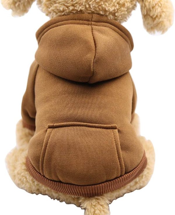 Winter dog hoodie, with pockets, warm dog clothing, suitable for small dogs, Chihuahuas and puppies (coffee, medium)