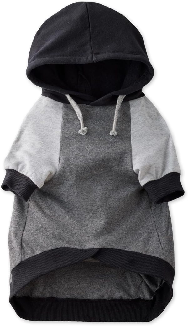Lightweight hooded T-shirt, 100% organic cotton dog hoodie, pet outerwear sweater, suitable for all dog sizes, black patchwork, XS size (5-12 lbs)