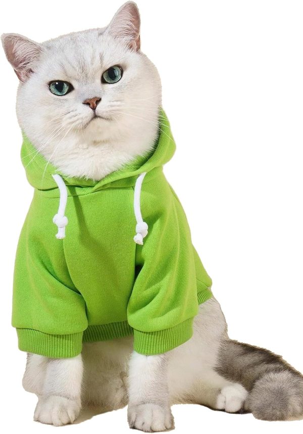 Basic Dog Hoodie, Puppy Sweater, Warm Cat Clothing, Pet Clothing, Suitable for Chihuahua Puppies, Kittens, Small and Medium Dogs, Green, Medium