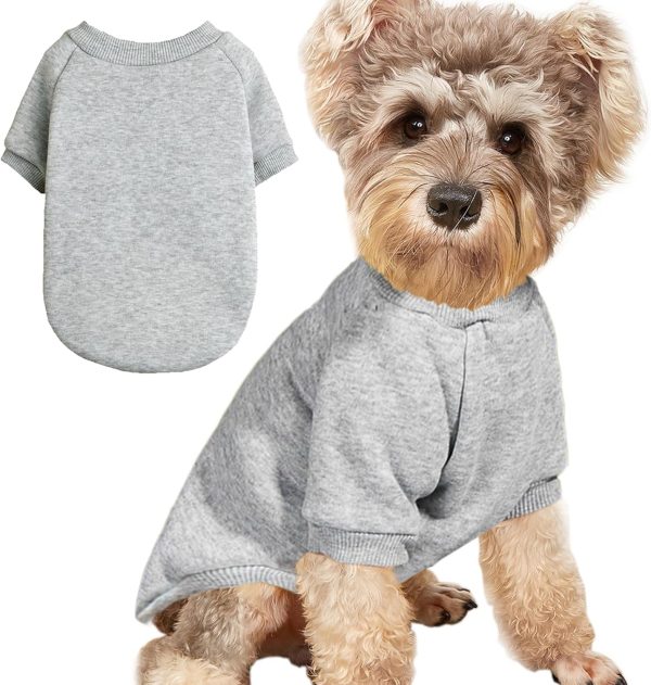 Small dog warm winter sweater, pet sweatshirt/knitwear, grey, medium