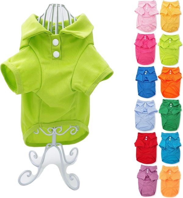 Cute Puppy Cat Dog Polo Shirt T-Shirt Solid Clothes Apparel for Small Pet (S: Length - 12", Green Lime)