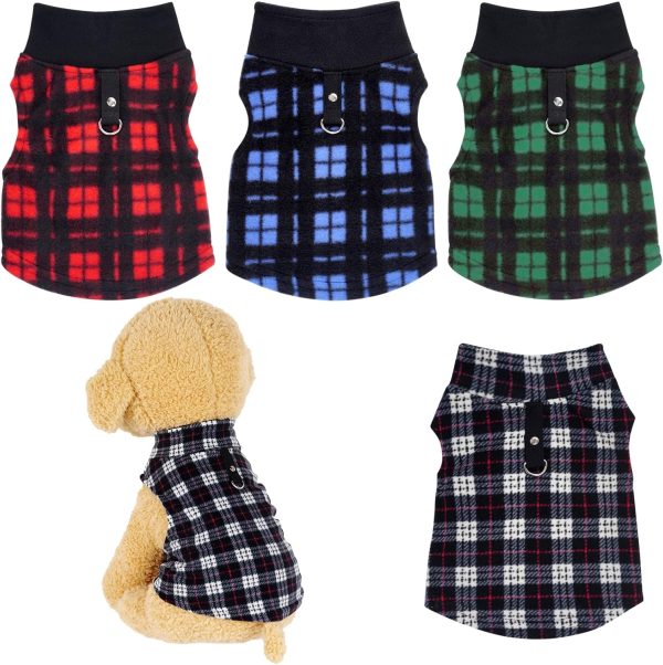 4  Dog Sweaters with Leash Ring Soft Fleece Vest Pullover Warm Jacket Pet Clothes Winter Outfits for Small Puppy Cat Pets (XX-Large)