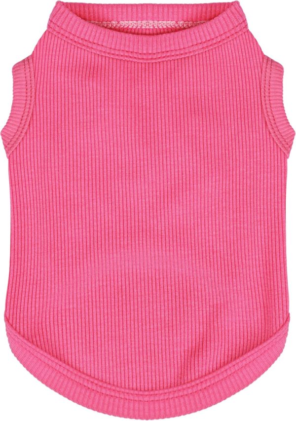 Solid Sleeveless Dog Shirt Tank Top: Colored Pet Clothing for Small Dogs Pups (Girl & Boy) Blank Puppy T-Shirts, Simple Style Clothes Comfort Outfit for Small to Medium Canines Rose Red XS